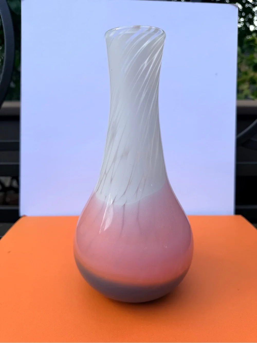 Handblown Pink and White Melissa Misoda Glass Vase